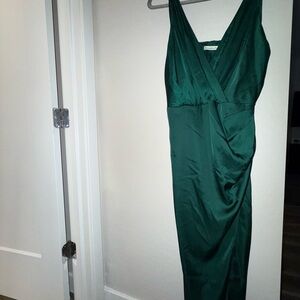 Abercrombie & Fitch Satin Draped Wrap Midi Dress Green size M new
